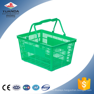 Wholesale Supermarket Double Handle Grocery Plastic Shopping Basket